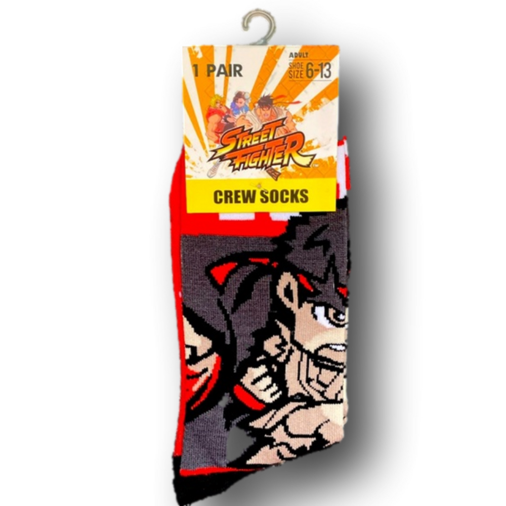 3/$20 Ryu Street Fighter Video Game Funny Novelty Crew Socks - Brand New